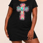 Colorful Glitter Cross MAMA Positive Word Print Nightdress (XS-5XL) OMFORT