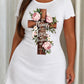 Wooden Cross Pink Peony Bible Verse Print Nightdress (XS-5XL) OMFORT