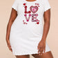 Rhinestone Crochet LOVE Heart Print Ruffle Nightdress (XS-5XL) OMFORT