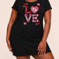 Rhinestone Crochet LOVE Heart Print Ruffle Nightdress (XS-5XL) OMFORT