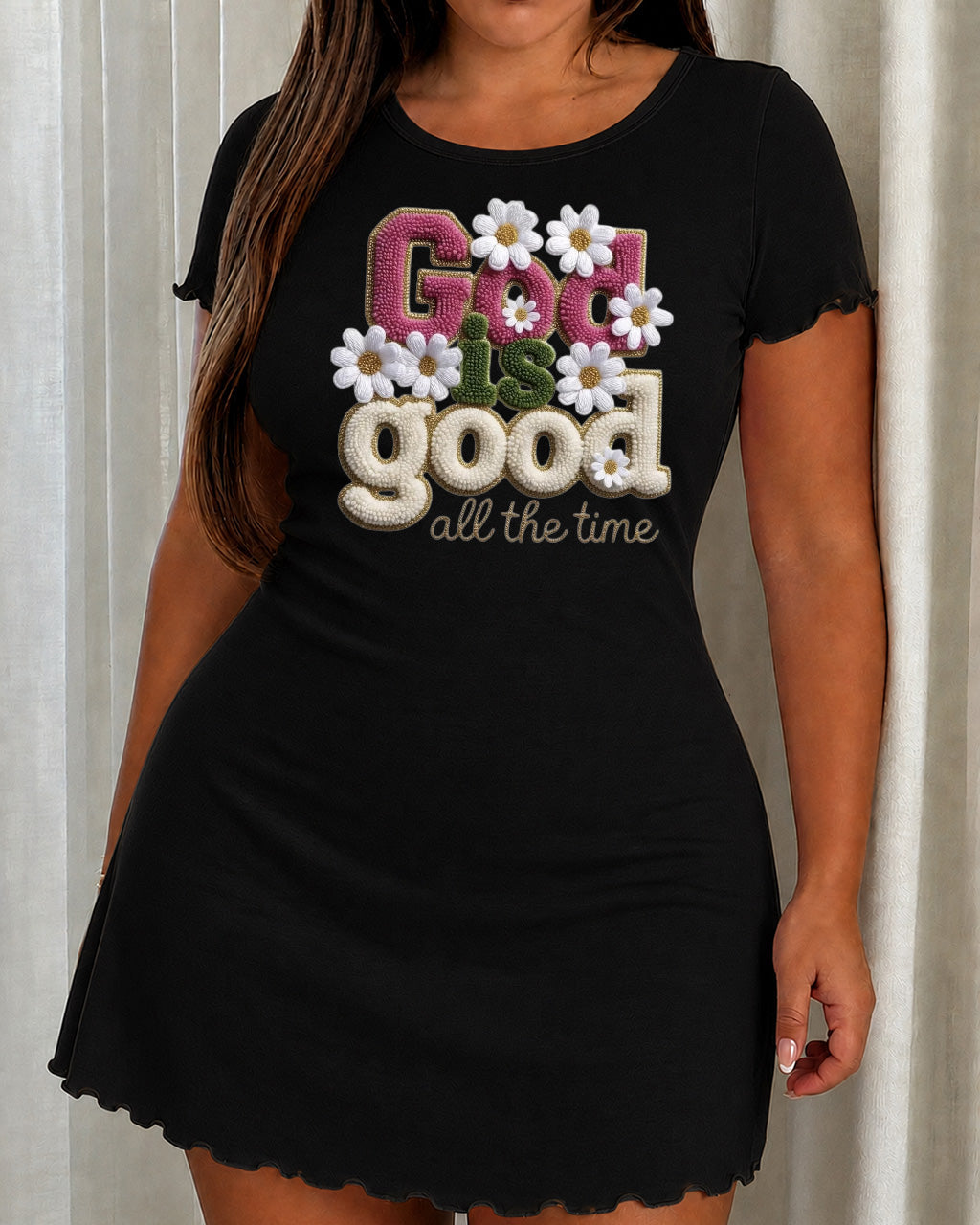 God Is Good All The Time Daisy Letter Nightdress (XS-5XL) OMFORT