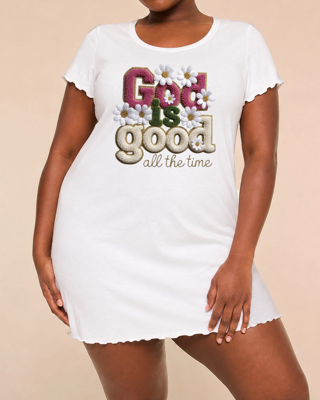 God Is Good All The Time Daisy Letter Nightdress (XS-5XL) OMFORT