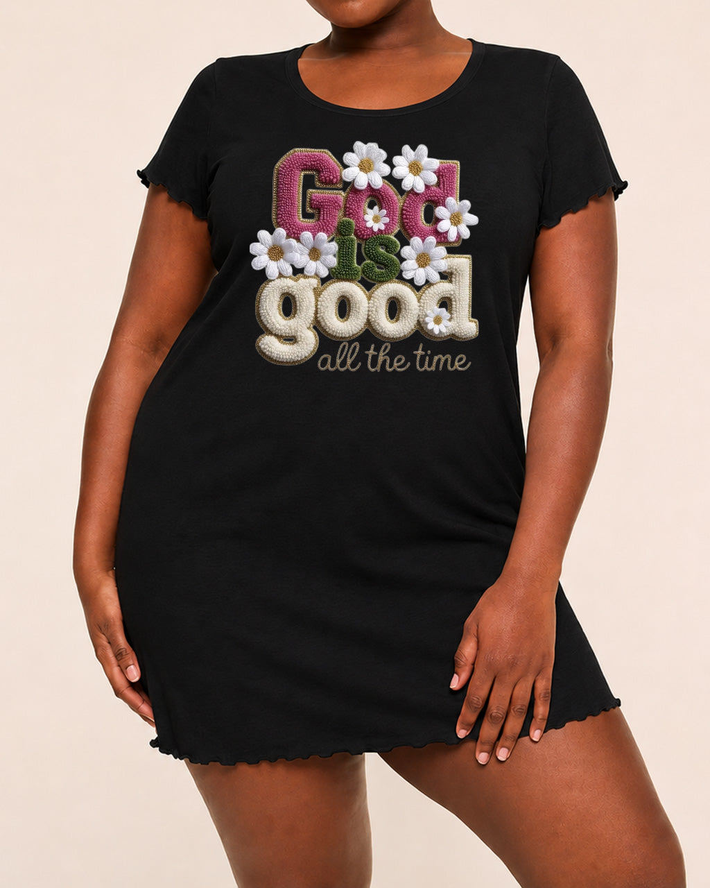 God Is Good All The Time Daisy Letter Nightdress (XS-5XL) OMFORT