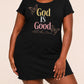 God Is Good All The Time Brown Butterfly Multi Color Letter Ruffle Nightdress (XS-5XL) OMFORT