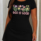 Wildflower Bouquet God Is Good Embroidery Print Short Sleeve Sleep Dress (XS-5XL) OMFORT