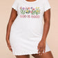 Wildflower Bouquet God Is Good Embroidery Print Short Sleeve Sleep Dress (XS-5XL) OMFORT