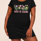 Wildflower Bouquet God Is Good Embroidery Print Short Sleeve Sleep Dress (XS-5XL) OMFORT