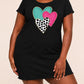 Teal Pink Black Polka Dot Triple Overlapping Heart Print Nightgown (XS-5XL) OMFORT