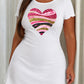 Pink Gold Glitter Striped Shimmer Heart Print Nightdress (XS-5XL) OMFORT
