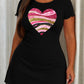 Pink Gold Glitter Striped Shimmer Heart Print Nightdress (XS-5XL) OMFORT