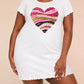 Pink Gold Glitter Striped Shimmer Heart Print Nightdress (XS-5XL) OMFORT