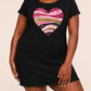Pink Gold Glitter Striped Shimmer Heart Print Nightdress (XS-5XL) OMFORT