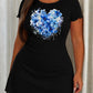 Blue Hydrangea Floral Heart Watercolor Ruffle Nightdress (XS-5XL) OMFORT