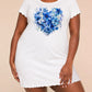 Blue Hydrangea Floral Heart Watercolor Ruffle Nightdress (XS-5XL) OMFORT