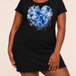 Blue Hydrangea Floral Heart Watercolor Ruffle Nightdress (XS-5XL) OMFORT