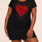 Red Confetti Glitter Falling Heart Sequins Effect Nightdress (XS-5XL) OMFORT