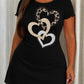 Leopard Gold Silver Triple Rhinestone Outline Heart Nightdress (XS-5XL) OMFORT