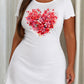 Romantic Red Floral Heart Watercolor Print Ruffle Short Sleeve Nightdress (XS-5XL) OMFORT