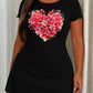 Romantic Red Floral Heart Watercolor Print Ruffle Short Sleeve Nightdress (XS-5XL) OMFORT