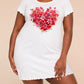 Romantic Red Floral Heart Watercolor Print Ruffle Short Sleeve Nightdress (XS-5XL) OMFORT