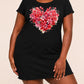 Romantic Red Floral Heart Watercolor Print Ruffle Short Sleeve Nightdress (XS-5XL) OMFORT