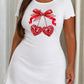 Red Bow Rhinestone Double Heart Pendant Print Ruffle Loungewear Dress (XS-5XL) OMFORT