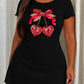 Red Bow Rhinestone Double Heart Pendant Print Ruffle Loungewear Dress (XS-5XL) OMFORT