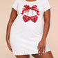 Red Bow Rhinestone Double Heart Pendant Print Ruffle Loungewear Dress (XS-5XL) OMFORT
