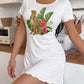Tropical Cheetah Banana Leaf Pink Flower Print Sleep Dress (XS-5XL) OMFORT