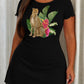 Tropical Cheetah Banana Leaf Pink Flower Print Sleep Dress (XS-5XL) OMFORT
