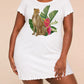 Tropical Cheetah Banana Leaf Pink Flower Print Sleep Dress (XS-5XL) OMFORT