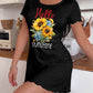 Hello Sunshine Sunflower Hydrangea Script Print Nightdress (XS-5XL) OMFORT