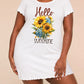 Hello Sunshine Sunflower Hydrangea Script Print Nightdress (XS-5XL) OMFORT
