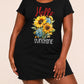 Hello Sunshine Sunflower Hydrangea Script Print Nightdress (XS-5XL) OMFORT