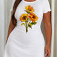 Three Sunflower Watercolor Floral Summer Ruffle Sleep Dress (XS-5XL) OMFORT