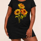 Three Sunflower Watercolor Floral Summer Ruffle Sleep Dress (XS-5XL) OMFORT