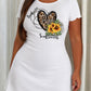 Barbed Wire Leopard Heart Love Sunflowers Print Ruffle Nightdress (XS-5XL) OMFORT