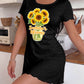 Summer Blooms Vase Sunflower Bouquet Letter Print Nightgown (XS-5XL) OMFORT