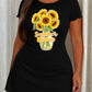 Summer Blooms Vase Sunflower Bouquet Letter Print Nightgown (XS-5XL) OMFORT