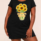 Summer Blooms Vase Sunflower Bouquet Letter Print Nightgown (XS-5XL) OMFORT