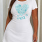 Blue Sketch Seashell Starfish Heart Sea Print Loungewear Dress (XS-5XL) OMFORT