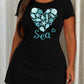 Blue Sketch Seashell Starfish Heart Sea Print Loungewear Dress (XS-5XL) OMFORT