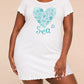 Blue Sketch Seashell Starfish Heart Sea Print Loungewear Dress (XS-5XL) OMFORT
