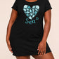 Blue Sketch Seashell Starfish Heart Sea Print Loungewear Dress (XS-5XL) OMFORT