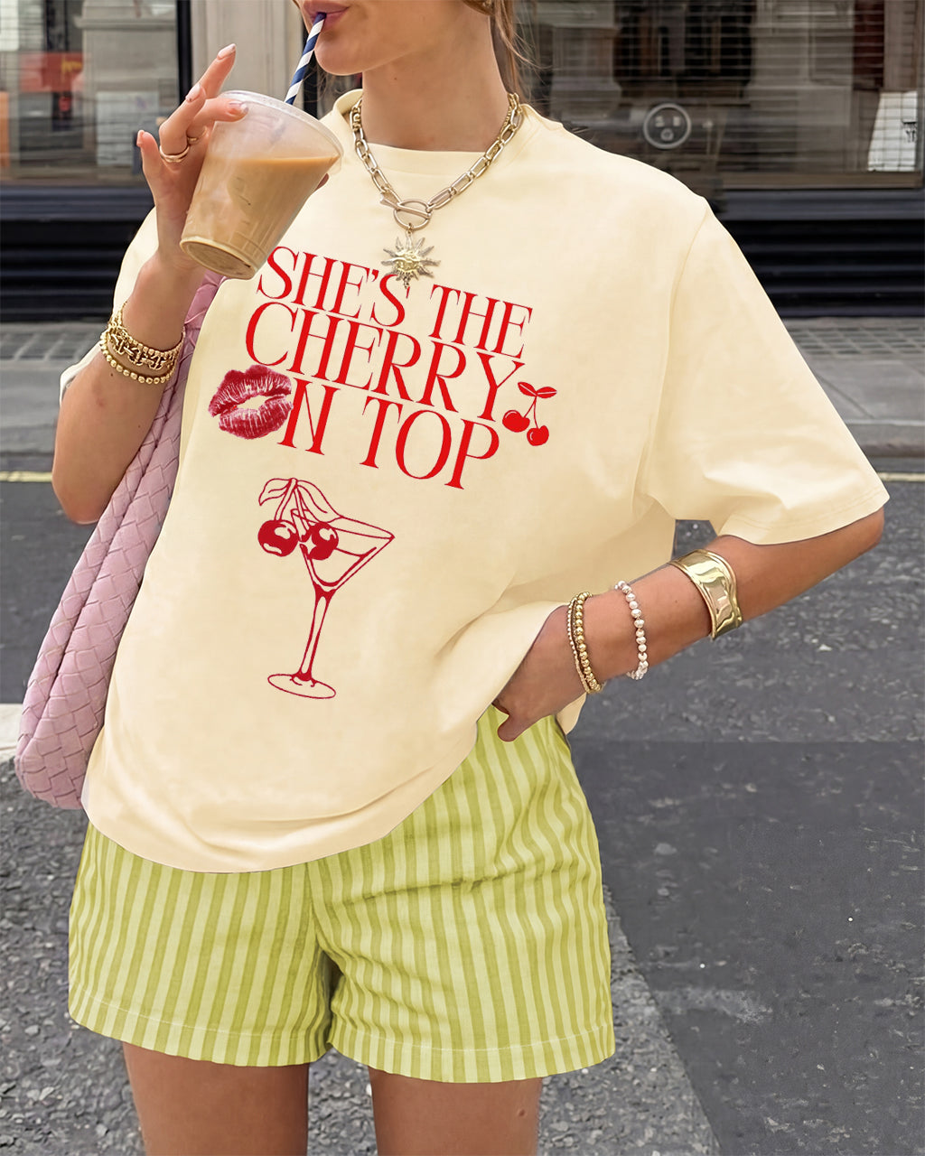 "She's The Cherry On Top" T-Shirt & Shorts Set OMFORT