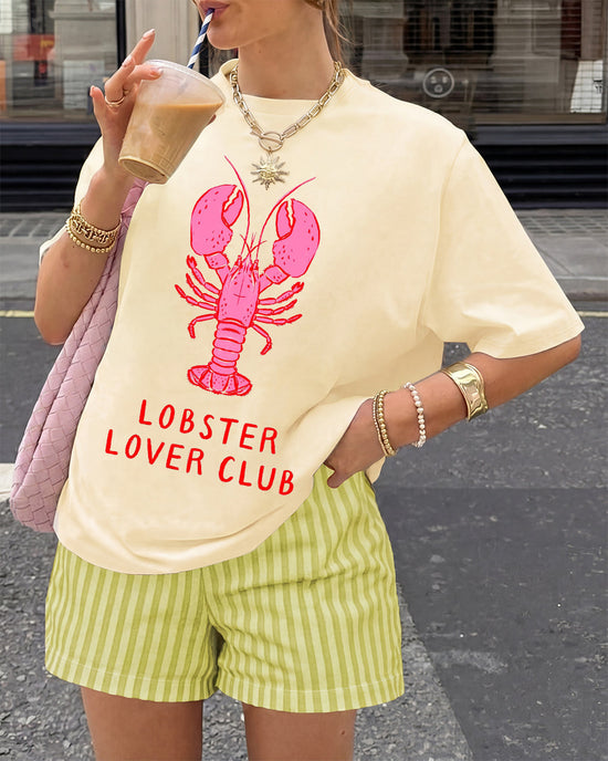 "Lobster Lover Club" Pink Lobster T-Shirt & Shorts Set OMFORT
