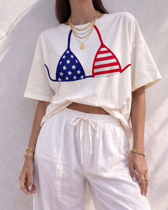 American Flag Bikini Graphic T-Shirt OMFORT
