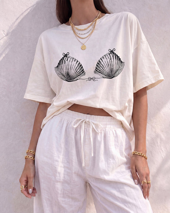 Seashell Bikini Line Art Graphic T-Shirt OMFORT