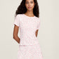 Pointelle T-Shirt in Pink Floral OMFORT