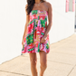 Calloway Multi Tropical Print Strapless Dress OMFORT
